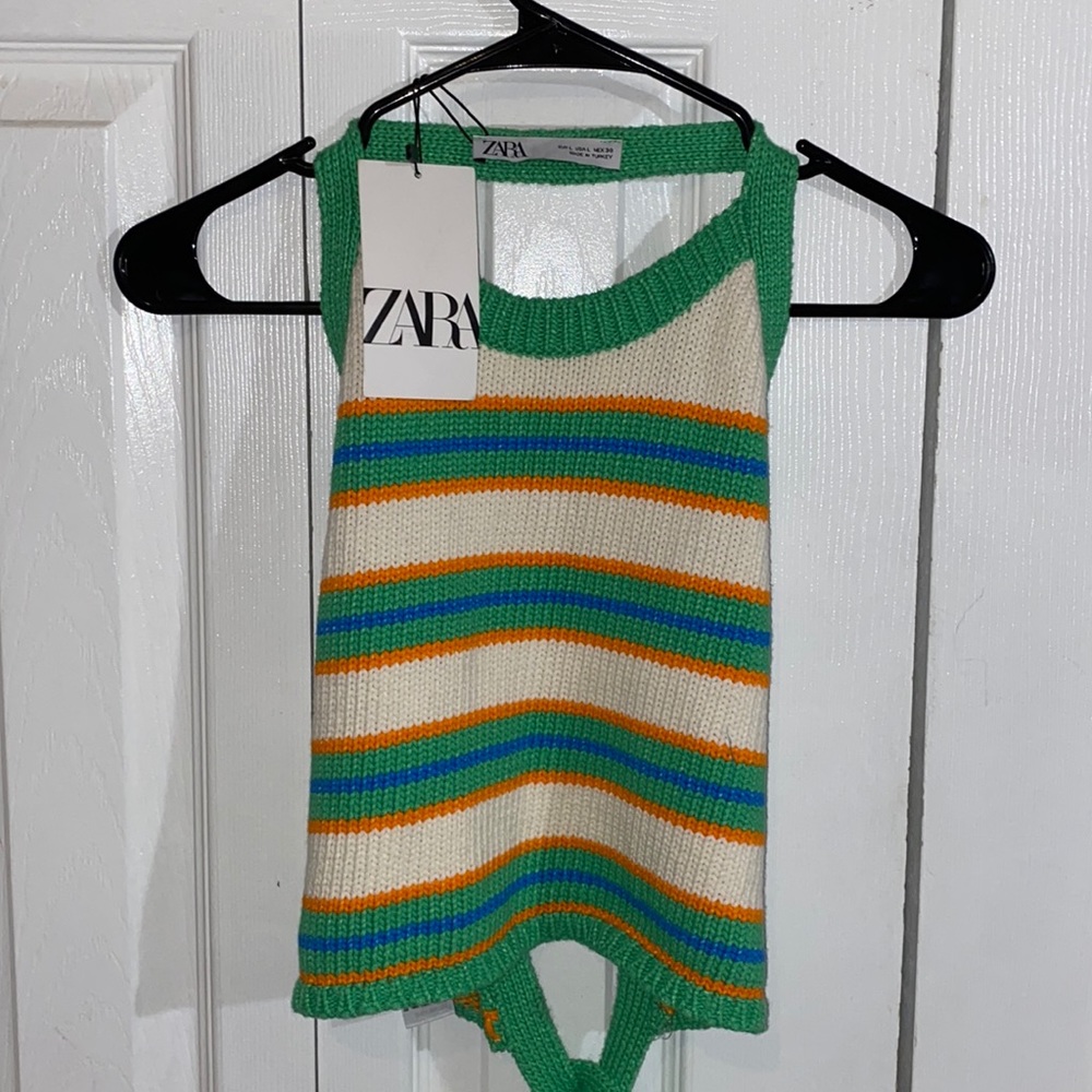ZARA stripped knit halter top! size large, nwt! never worn!